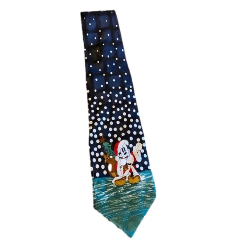 Mickey & Co Atlas Design Vtg 100% Silk Mickey Mouse Santa Christmas Neck Tie Art